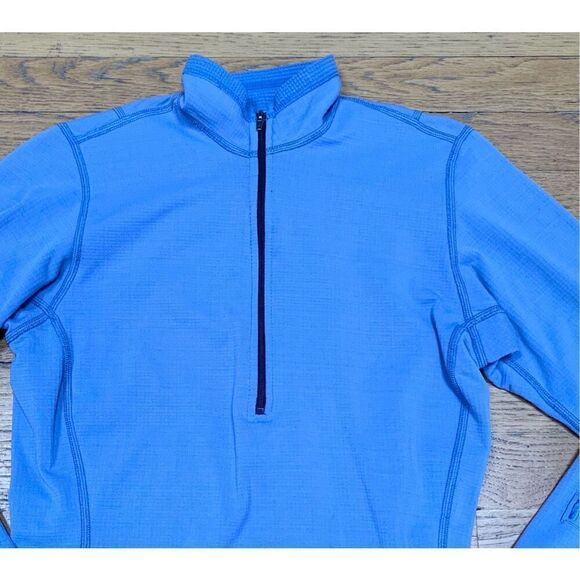 Patagonia FLEECE LINED Base Layer SWEAT SHIRT TOP 1/4 Zip SZ SMALL purple blue - Picture 3 of 7